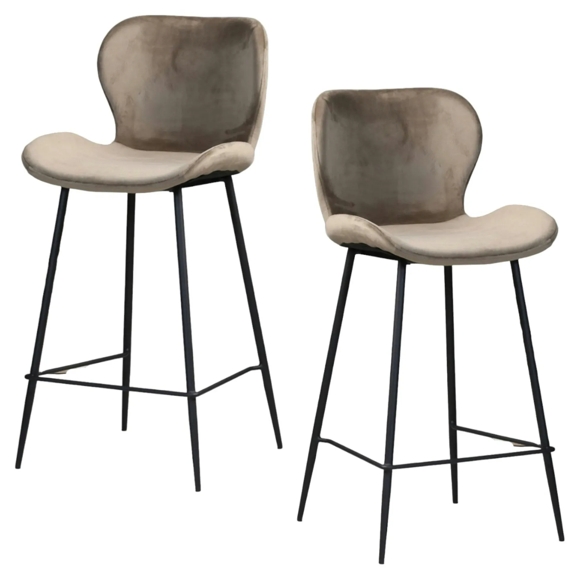 Chaise de bar en velours gris style moderne (lot de 2) MELBOURNE