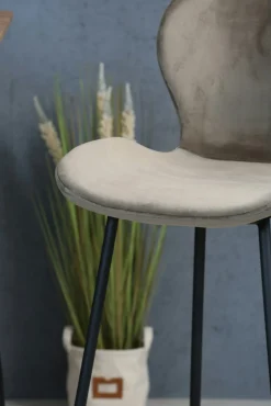 Chaise de bar en velours gris style moderne (lot de 2) MELBOURNE