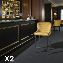 Chaise de bar en velours moutarde (lot de 2) ARLINGTON
