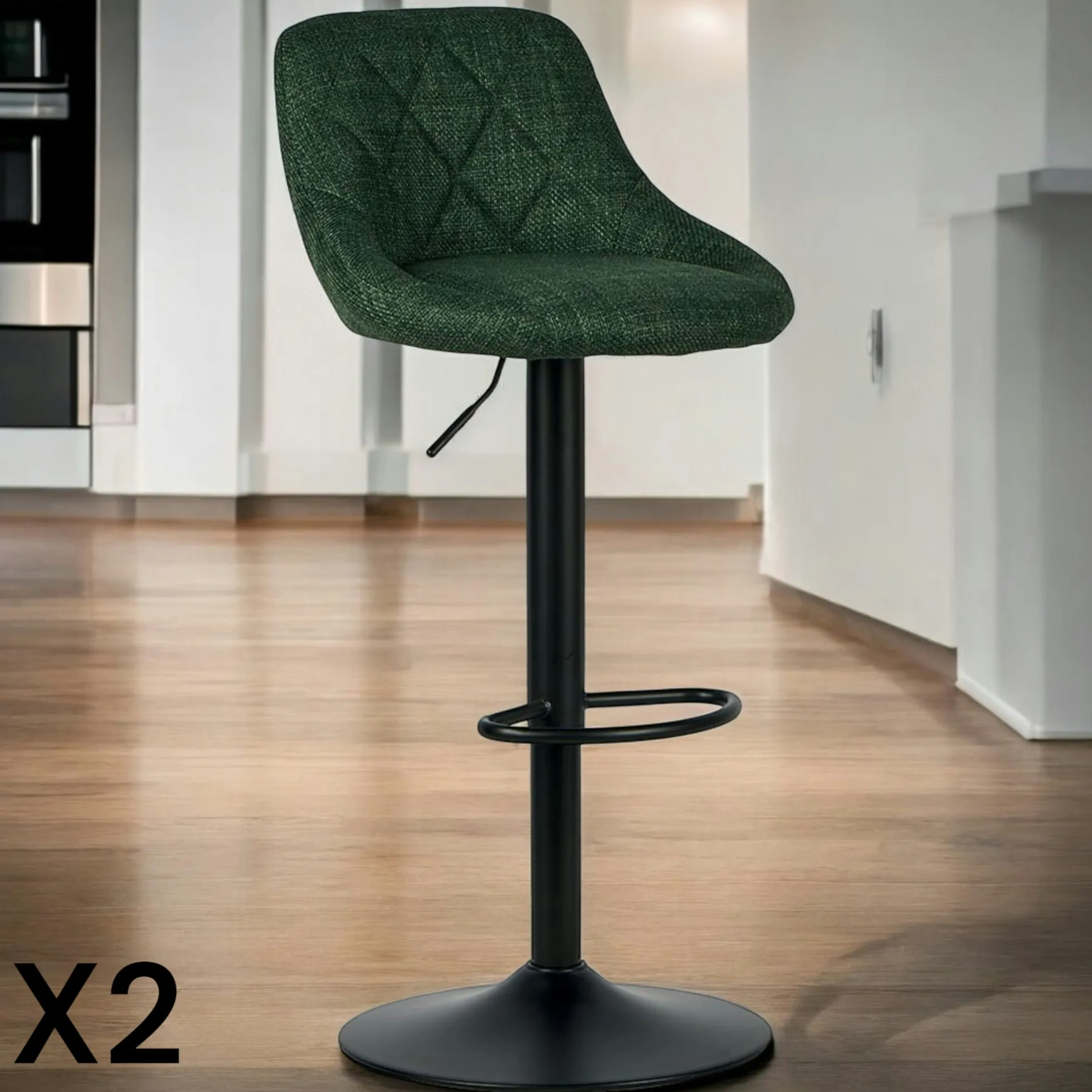 Chaise de bar hauteur réglable tissu kaki (lot de 2) MALMOE