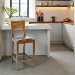 Chaise de bar Hévéa assise mousse 42x46x97cm NIAGARA