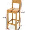 Chaise de bar hévéa 38x41x105cm TESSA