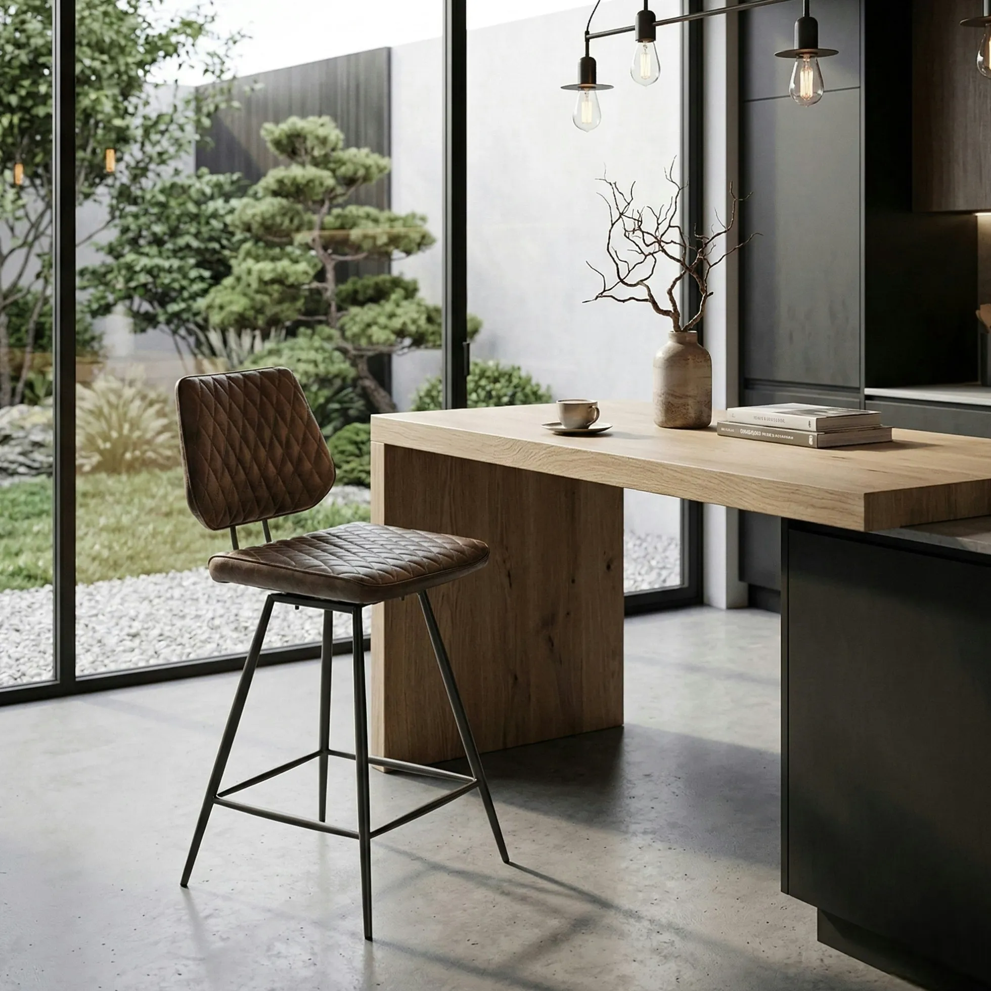 Chaise de bar industrielle marron SALERNE