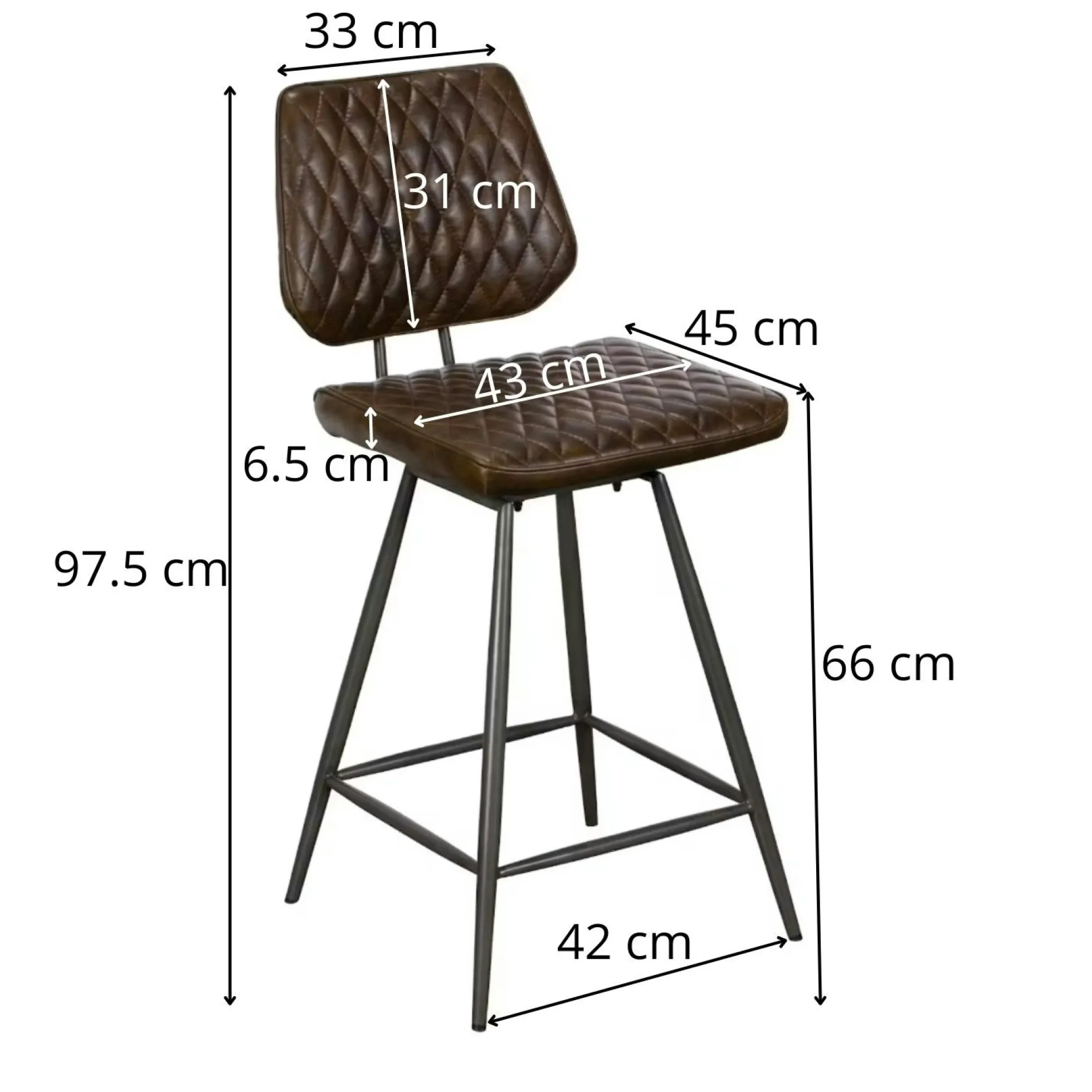 Chaise de bar industrielle marron SALERNE