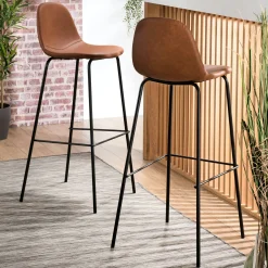 Chaise de bar marron TIM (lot de 2)