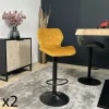 Chaise de bar moderne en velours doré réglable en hauteur (lot de 2) PALERME