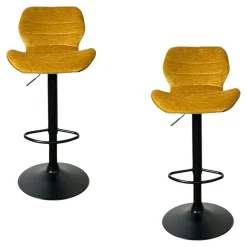 Chaise de bar moderne en velours doré réglable en hauteur (lot de 2) PALERME