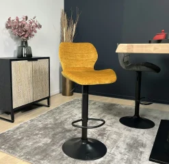 Chaise de bar moderne en velours doré réglable en hauteur (lot de 2) PALERME