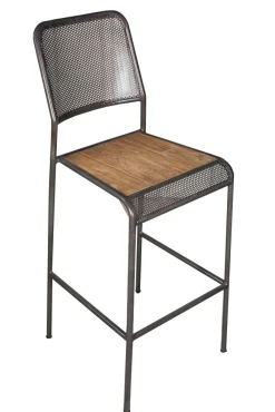 Chaise de bar métal recyclé perforée 46x49x112cm CARAVELLE
