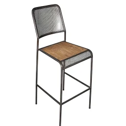 Chaise de bar métal recyclé perforée 46x49x112cm CARAVELLE