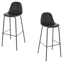 Chaise de bar noir TIM (lot de 2)