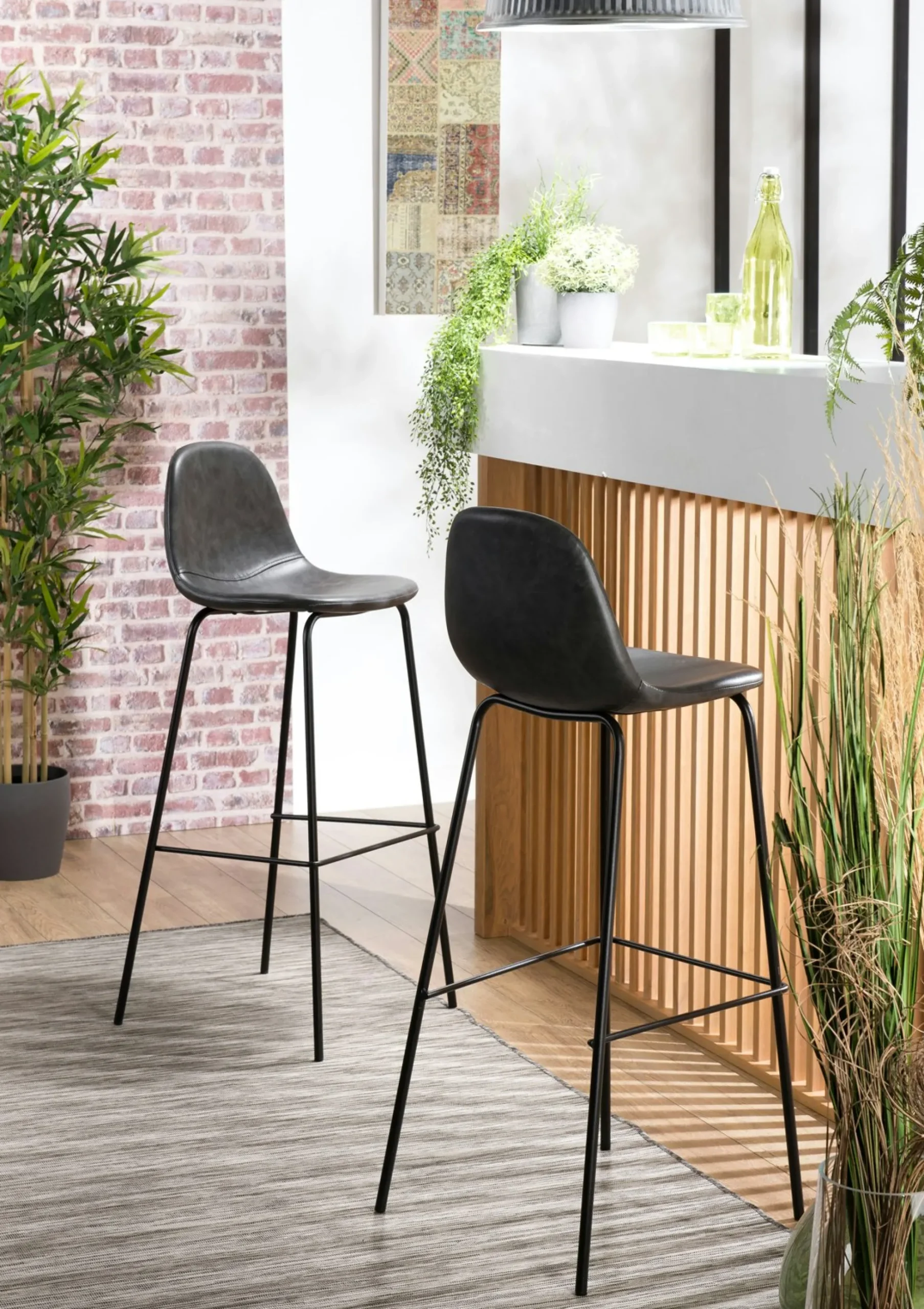Chaise de bar noir TIM (lot de 2)