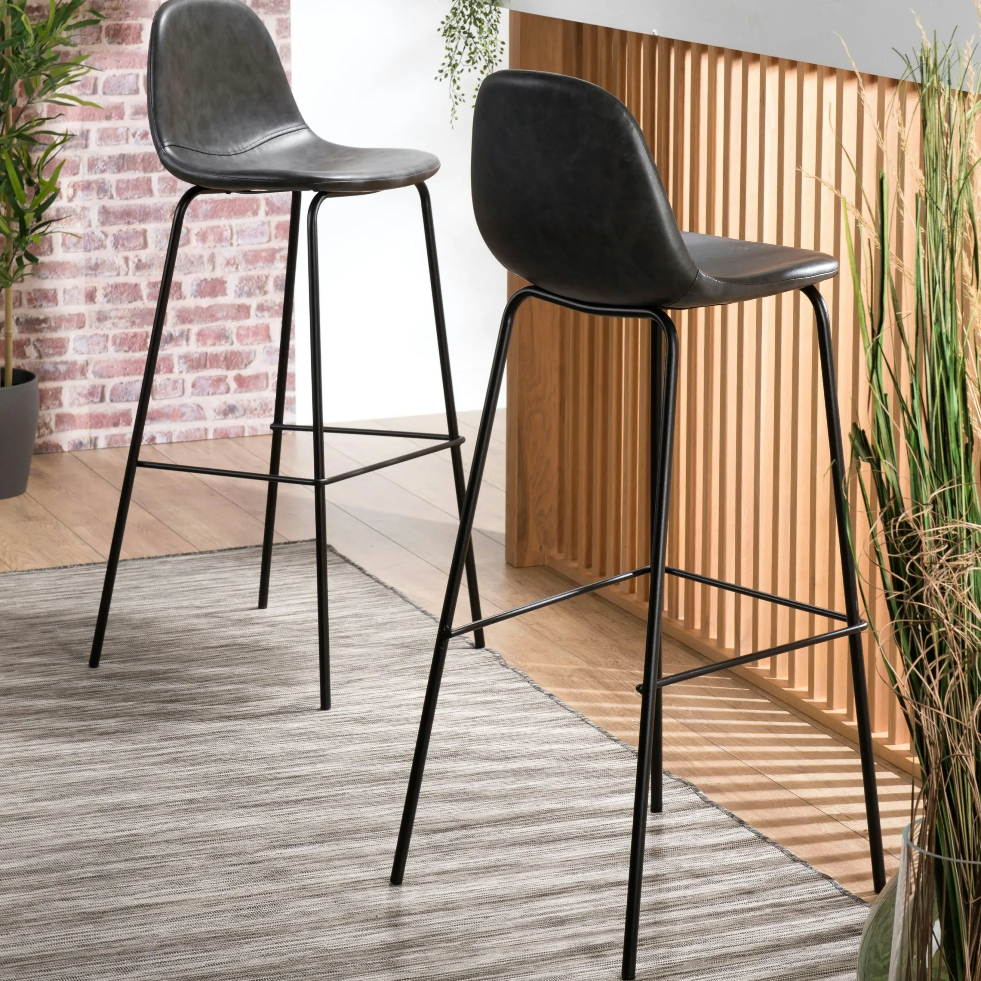 Chaise de bar noir TIM (lot de 2)