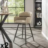 Chaise de bar pivotante en bouclette beige (lot de 2) GALWAY