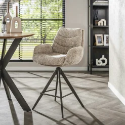 Chaise de bar pivotante en tissu chenille sable (x2) TAJ