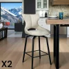 Chaise de bar pivotante tissu beige (lot de 2) LOMBARDIE