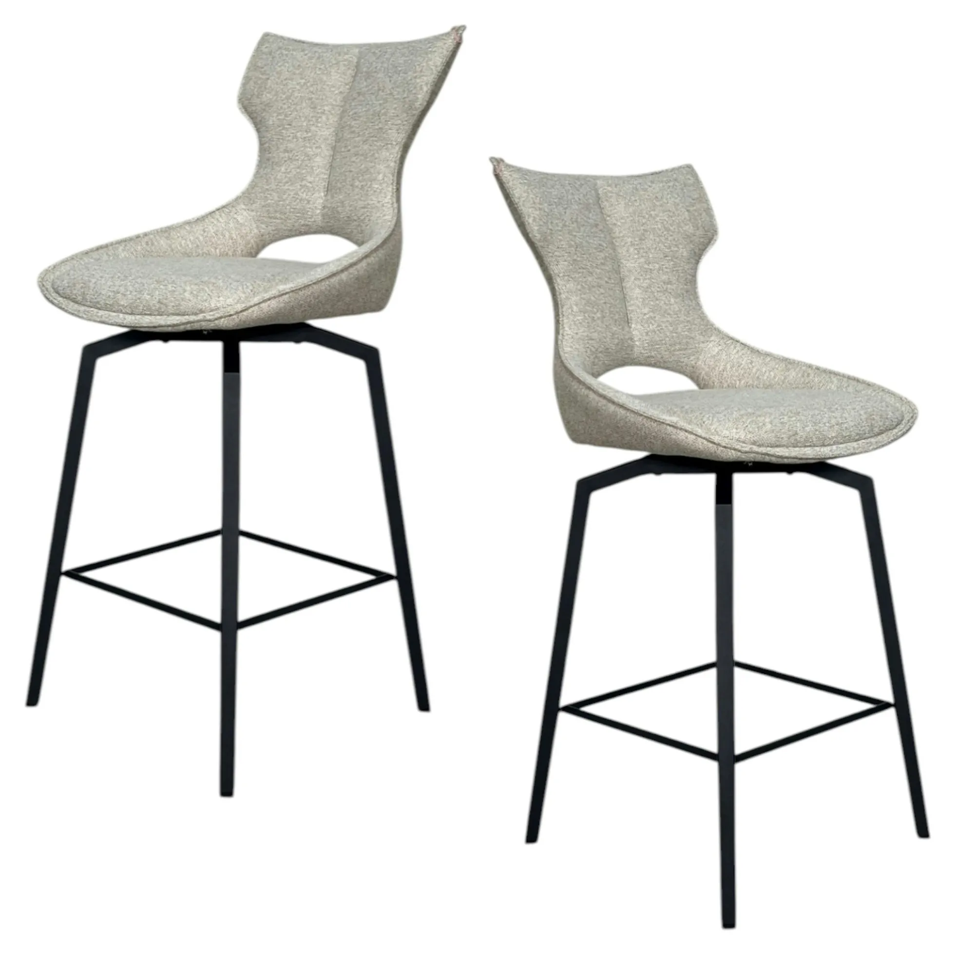 Chaise de bar pivotante tissu beige (lot de 2) LOMBARDIE