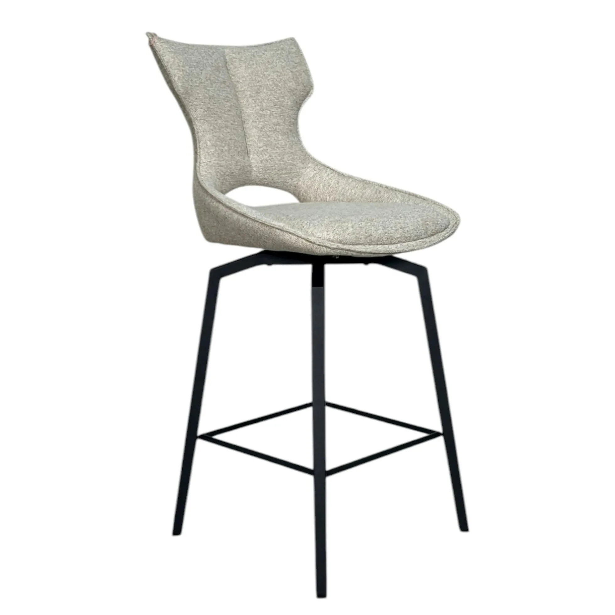 Chaise de bar pivotante tissu beige (lot de 2) LOMBARDIE