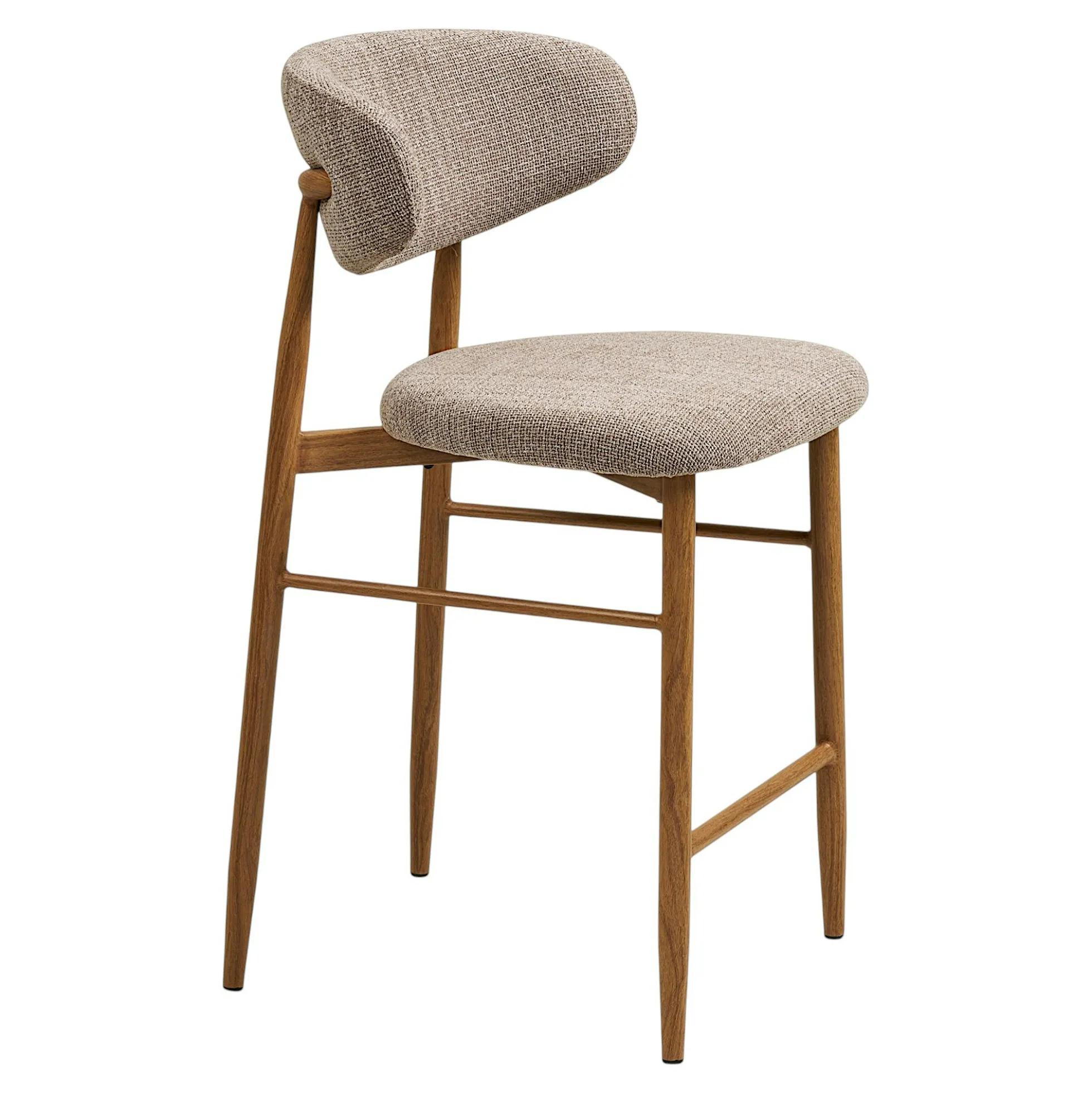 Chaise de bar sable avec repose-pieds effet bois clair (lot de 2) AMSTERDAM