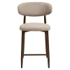 Chaise de bar sable avec repose-pieds effet bois foncé (lot de 2) AMSTERDAM