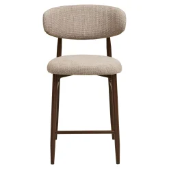 Chaise de bar sable avec repose-pieds effet bois foncé (lot de 2) AMSTERDAM