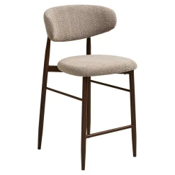 Chaise de bar sable avec repose-pieds effet bois foncé (lot de 2) AMSTERDAM
