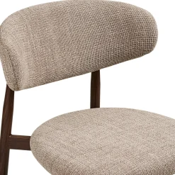 Chaise de bar sable avec repose-pieds effet bois foncé (lot de 2) AMSTERDAM