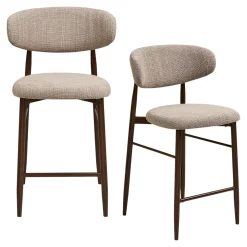 Chaise de bar sable avec repose-pieds effet bois foncé (lot de 2) AMSTERDAM
