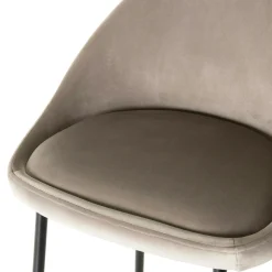 Chaise de bar velours beige TIM (lot de 2)