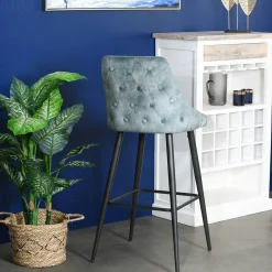 Chaise de bar velours bleu pétrole (lot de 2) MALMOE