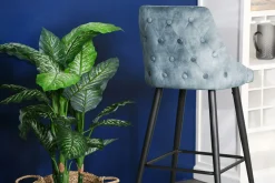 Chaise de bar velours bleu pétrole (lot de 2) MALMOE
