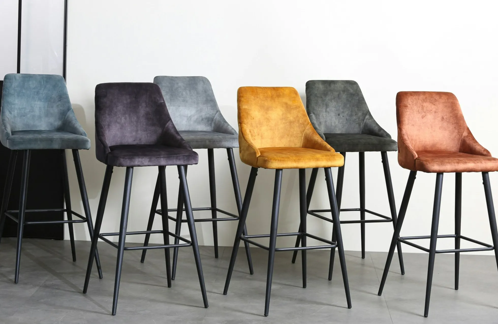 Chaise de bar velours bleu pétrole (lot de 2) MALMOE