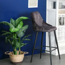 Chaise de bar velours gris anthracite (lot de 2) MALMOE