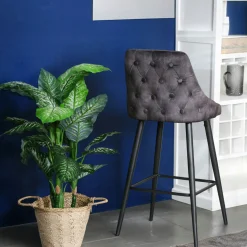 Chaise de bar velours gris anthracite (lot de 2) MALMOE