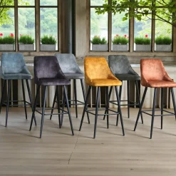 Chaise de bar velours gris anthracite (lot de 2) MALMOE