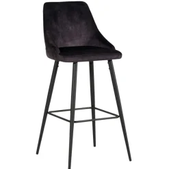 Chaise de bar velours gris anthracite (lot de 2) MALMOE