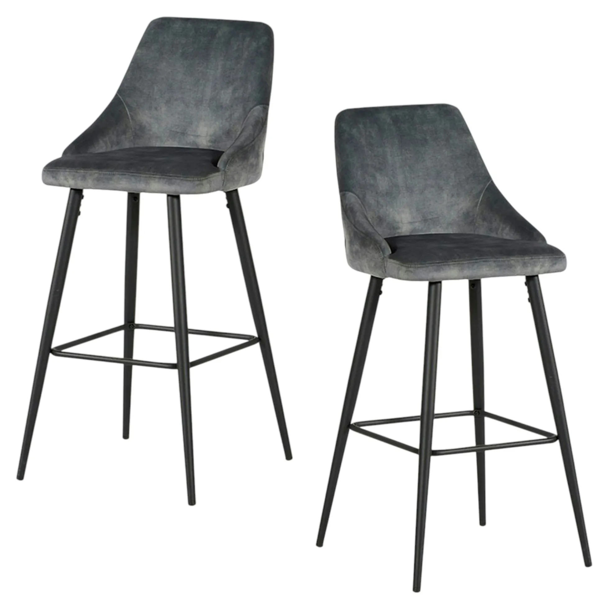 Chaise de bar velours gris (lot de 2) MALMOE