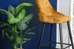 Chaise de bar velours ocre (lot de 2) MALMOE