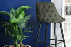 Chaise de bar velours vert kaki (lot de 2) MALMOE
