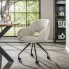 Chaise de bureau à roulettes en tissu gris clair chiné (lot de 2) CREEK
