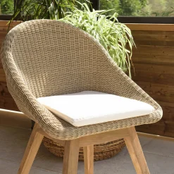 Chaise de jardin arrondie résine tressée beige (lot de 2) MANY