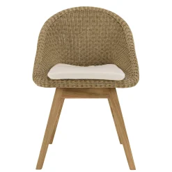 Chaise de jardin arrondie résine tressée beige (lot de 2) MANY
