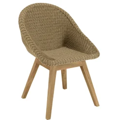 Chaise de jardin arrondie résine tressée beige (lot de 2) MANY