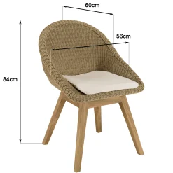 Chaise de jardin arrondie résine tressée beige (lot de 2) MANY