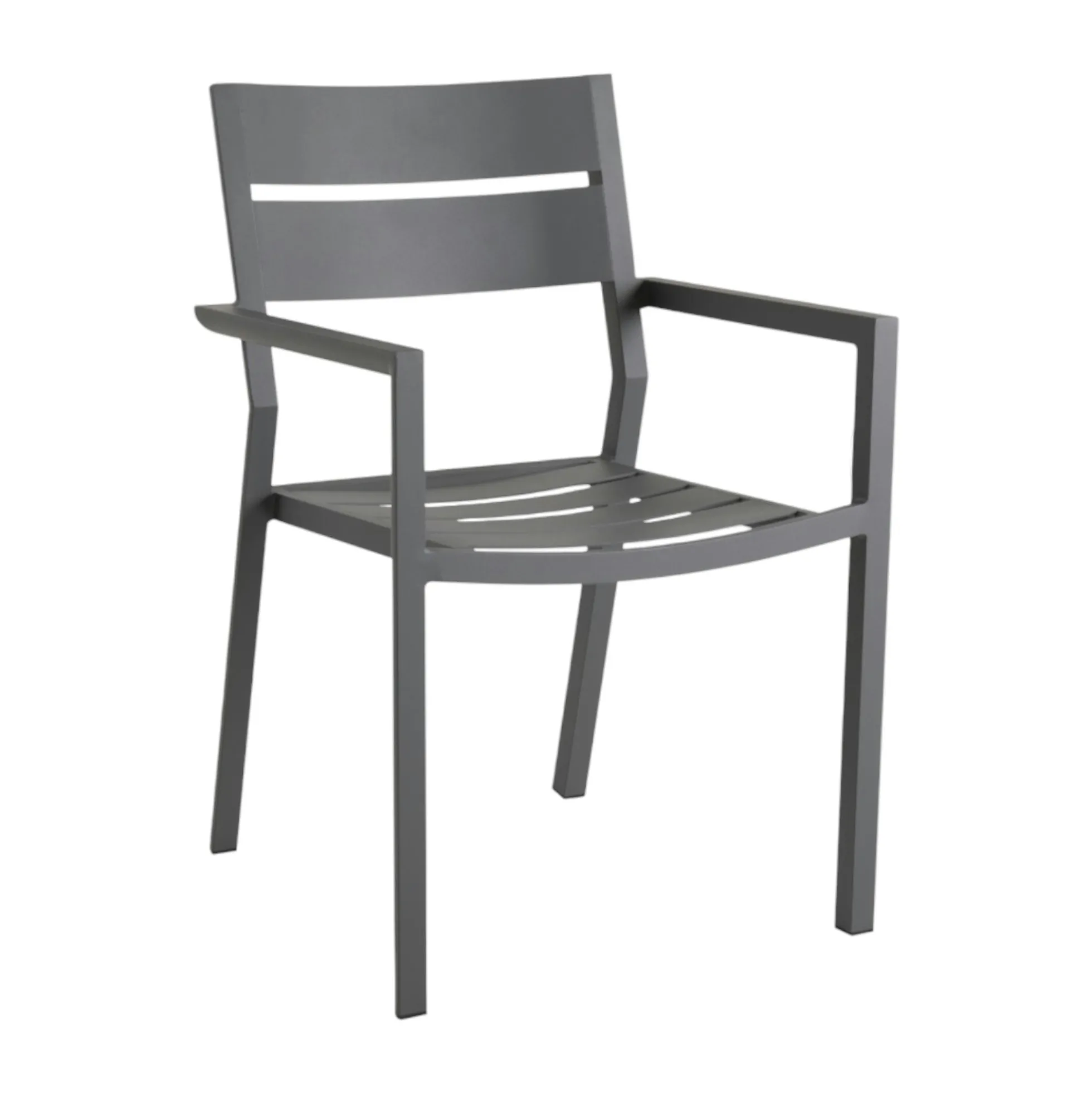 Chaise de jardin avec accoudoirs en aluminium gris ardoise (lot de 2) STOCKHOLM