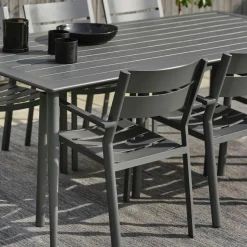 Chaise de jardin avec accoudoirs en aluminium gris ardoise (lot de 2) STOCKHOLM