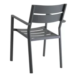 Chaise de jardin avec accoudoirs en aluminium gris ardoise (lot de 2) STOCKHOLM