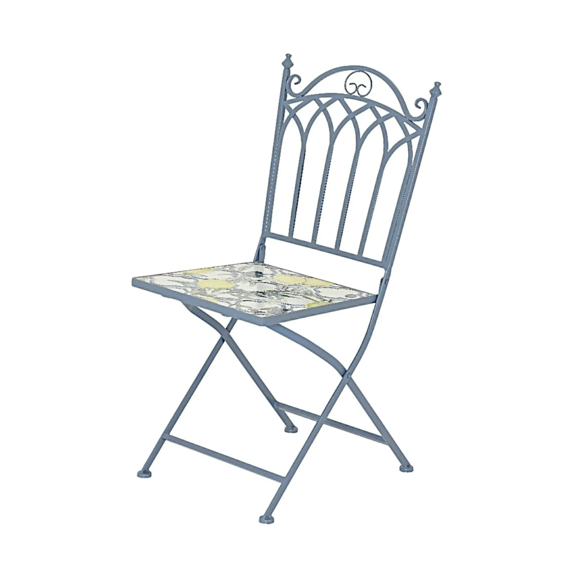 Chaise de jardin bleue décor mosaïque citrons (lot de 2) GRENADE