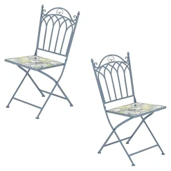 Chaise de jardin bleue décor mosaïque citrons (lot de 2) GRENADE