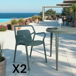 Chaise de jardin design bleue, empilable (lot de 2) PINETO